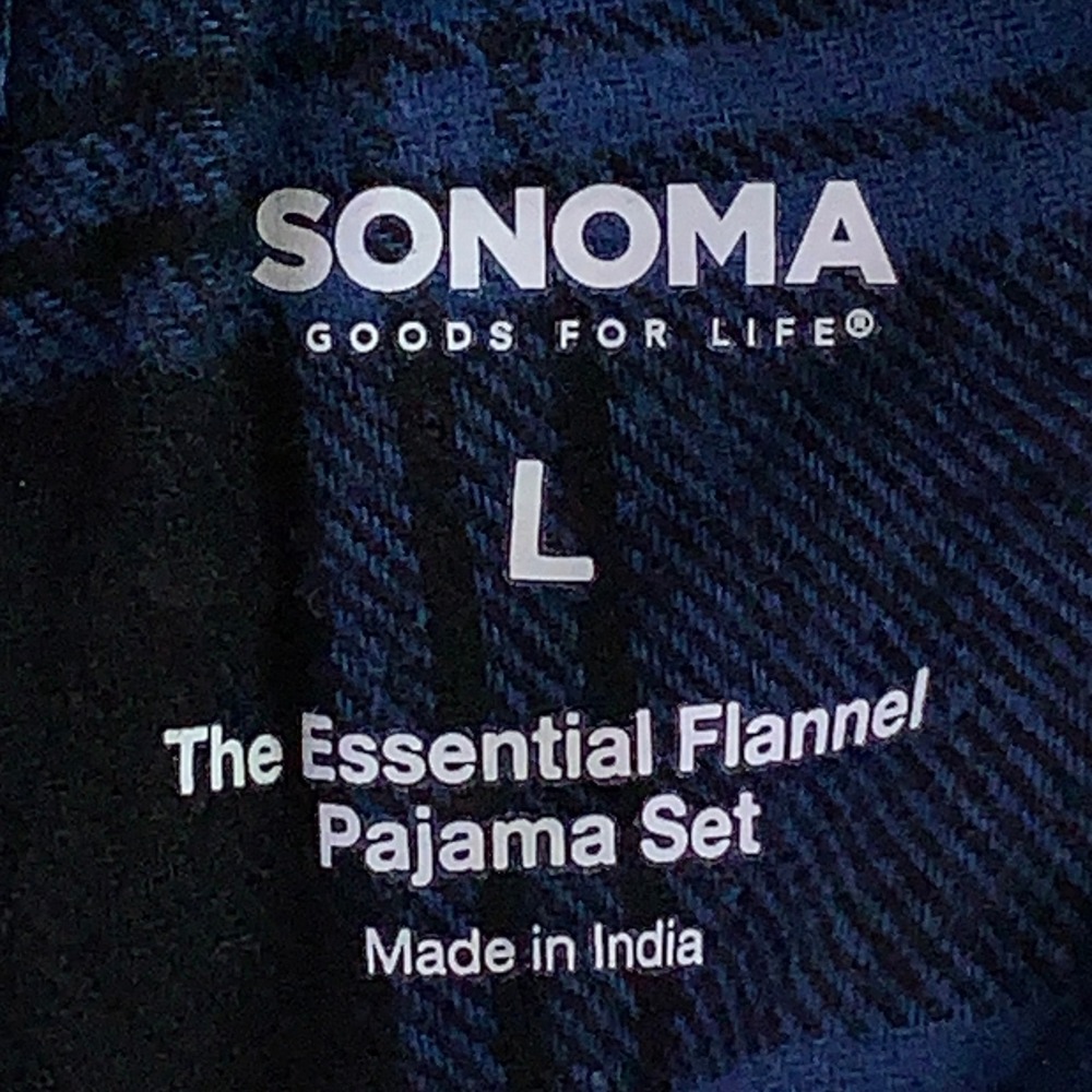 Sonoma Mens Large Blue Plaid The Essential Flannel Pajama Pants NWT - Picture 4 of 10